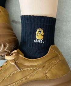 WEGO モチーフロゴ刺繍アンクルパイルソックス