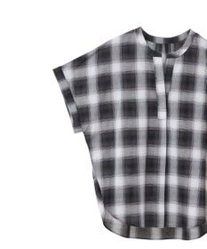 Green Parks 綿麻混フレンチスリーブスキッパーシャツ