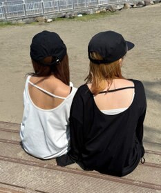 WEGO 【ラッシュガード/吸水速乾/UVカット/日焼け対策/体型カバー】リブドロストデザイントップス