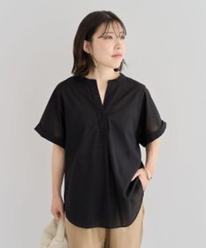 Green Parks 綿麻混フレンチスリーブスキッパーシャツ