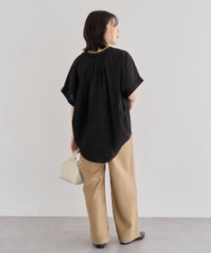 Green Parks 綿麻混フレンチスリーブスキッパーシャツ