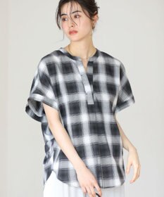 Green Parks 綿麻混フレンチスリーブスキッパーシャツ