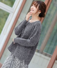 Tiaclasse 【洗える】大人可愛いワッフルニットトップス