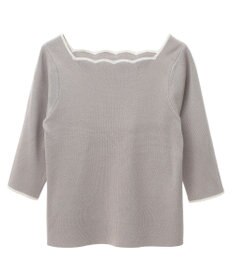 earth music&ecology 襟袖スカラップ配色プルオーバー