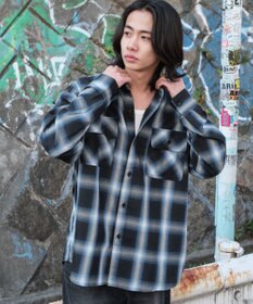 WEGO 【ユニセックス着用ITEM/SMLサイズ展開】オンブレチェックシャツ（LS）