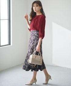 ANY SIS 【洗える】フラワープリントペプラム スカート