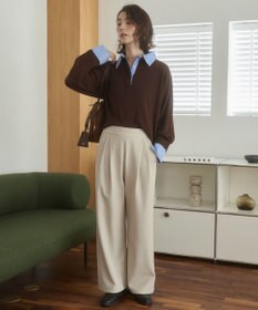 WEGO 【ANGIE VINTAGE】シャツ襟 ドッキング　フェイクレイヤード ニット トップス