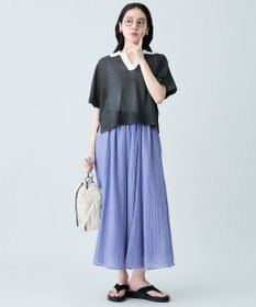 ANY ラミータッチバイカラーポロ衿スキッパーニット
