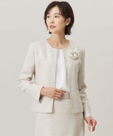 J.PRESS LADIES 【セットアップ対応】Light Tweed ノーカラー ジャケット