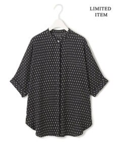 ICB L 【人気のため新色追加・接触冷感・UVケア・速乾・洗える】BackSatinAmunzen 5分袖バンドカラーブラウス