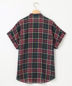 組曲 【洗える】シアーチェック 半袖ブラウス