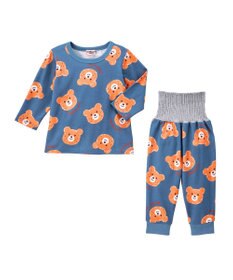 MIKI HOUSE HOT BISCUITS 【80-120cm】 ビーンズフェイスプリント 腹巻き付き長袖パジャマ