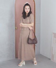 earth music&ecology ＳＥＴ２点レース編みペプラムカーデ＋スカート