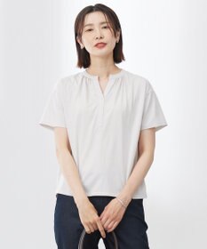 J.PRESS LADIES 【洗える・接触冷感】プレーティングジャージー バンドカラー カットソー