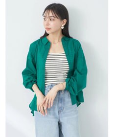 earth music&ecology コットンボイルギャザーシャツ