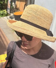 石田製帽  ラフィア糸入りかぎ編み ソフトハットセーラ
