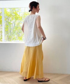 UNFILO 【撥水】レーヨン麻ライト刺繍ブラウス