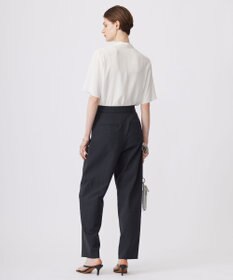 ICB L 【接触冷感・UVケア・速乾・洗える】BackSatinAmunzen 5分袖Vネックボウタイブラウス