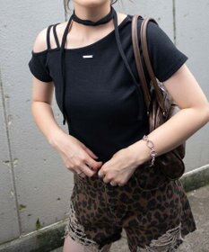 WEGO プレートデザインワンショルトップス