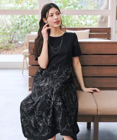 Tiaclasse 【小倉優子さん着用・新色追加・洗える】モノトーンフラワープリントワンピース