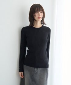 YECCA VECCA 袖釦クルーネックリブニット