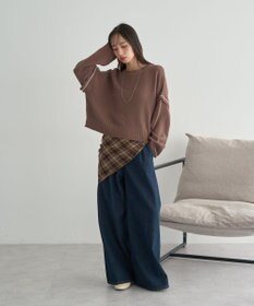 earth music&ecology 【洗濯機洗い可 / 選べる丈】アンチピリングC/A選べる丈配色ニット