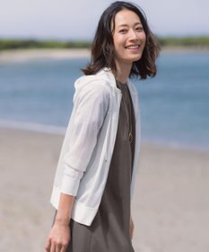 J.PRESS LADIES L 【WEB限定カラーあり】SHEER LIGHT KNIT パーカー オフホワイト系