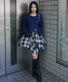 WEGO モヘアタッチダメージショートニット