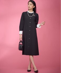 組曲 S 【KUMIKYOKU NAVY】ウーステッドライククロス シャツワンピース