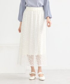 earth music&ecology シアーレースレイヤードスカート