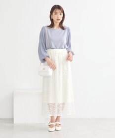 earth music&ecology シアーレースレイヤードスカート