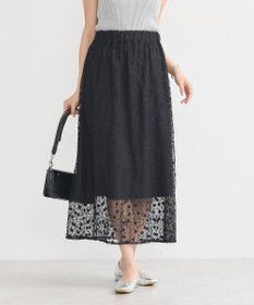 earth music&ecology シアーレースレイヤードスカート