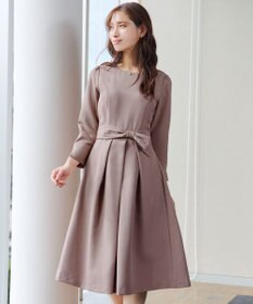 Tiaclasse L 【セレモニー・新色追加】アシメリボンベルトフレアワンピース