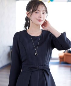 Tiaclasse L 【セレモニー・新色追加】アシメリボンベルトフレアワンピース