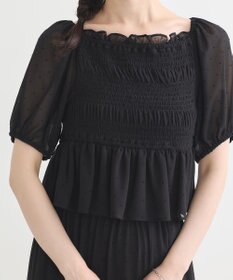 earth music&ecology ＳＥＴ２点フロッキードットブラウス＋スカート