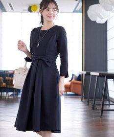 Tiaclasse L 【セレモニー・新色追加】アシメリボンベルトフレアワンピース