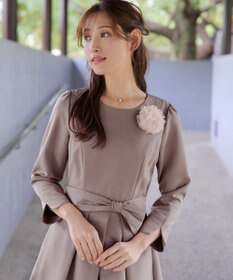 Tiaclasse L 【セレモニー・新色追加】アシメリボンベルトフレアワンピース