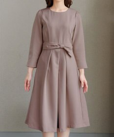 Tiaclasse L 【セレモニー・新色追加】アシメリボンベルトフレアワンピース