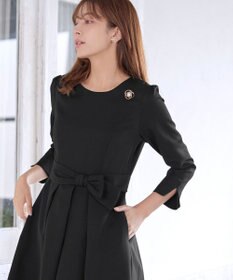 Tiaclasse L 【セレモニー・新色追加】アシメリボンベルトフレアワンピース