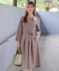 Tiaclasse 【セレモニー・XSサイズ追加・新色追加】アシメリボンベルトフレアワンピース