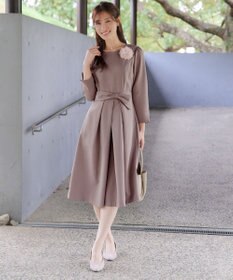 Tiaclasse L 【セレモニー・新色追加】アシメリボンベルトフレアワンピース