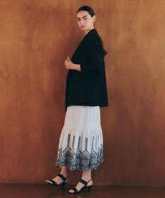 YECCA VECCA アイレット刺繍ギャザーフレアスカート