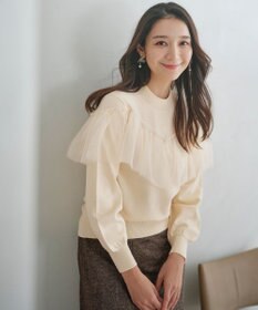 ANY SIS 【洗える】フリルチュールコンビ ニット