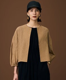 自由区 【持ち歩きにも最適】テクスチャージャージーレーシー カーディガン サンタンブラウン