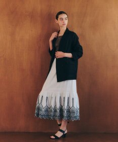 YECCA VECCA アイレット刺繍ギャザーフレアスカート