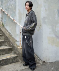 WEGO 【ユニセックス着用ITEM】ブリーチグラフィックZIPパーカー