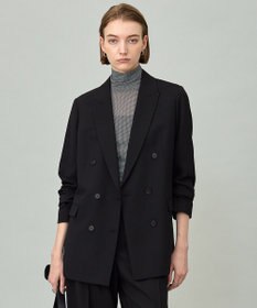 ICB ウール2WAYストレッチ ダブルブレストジャケット ブラック系