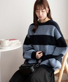 WEGO ボーダーフラッフィービッグニット