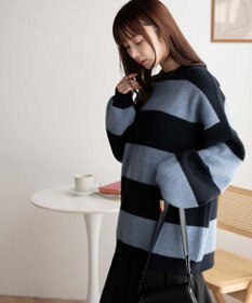 WEGO ボーダーフラッフィービッグニット