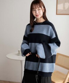 WEGO ボーダーフラッフィービッグニット